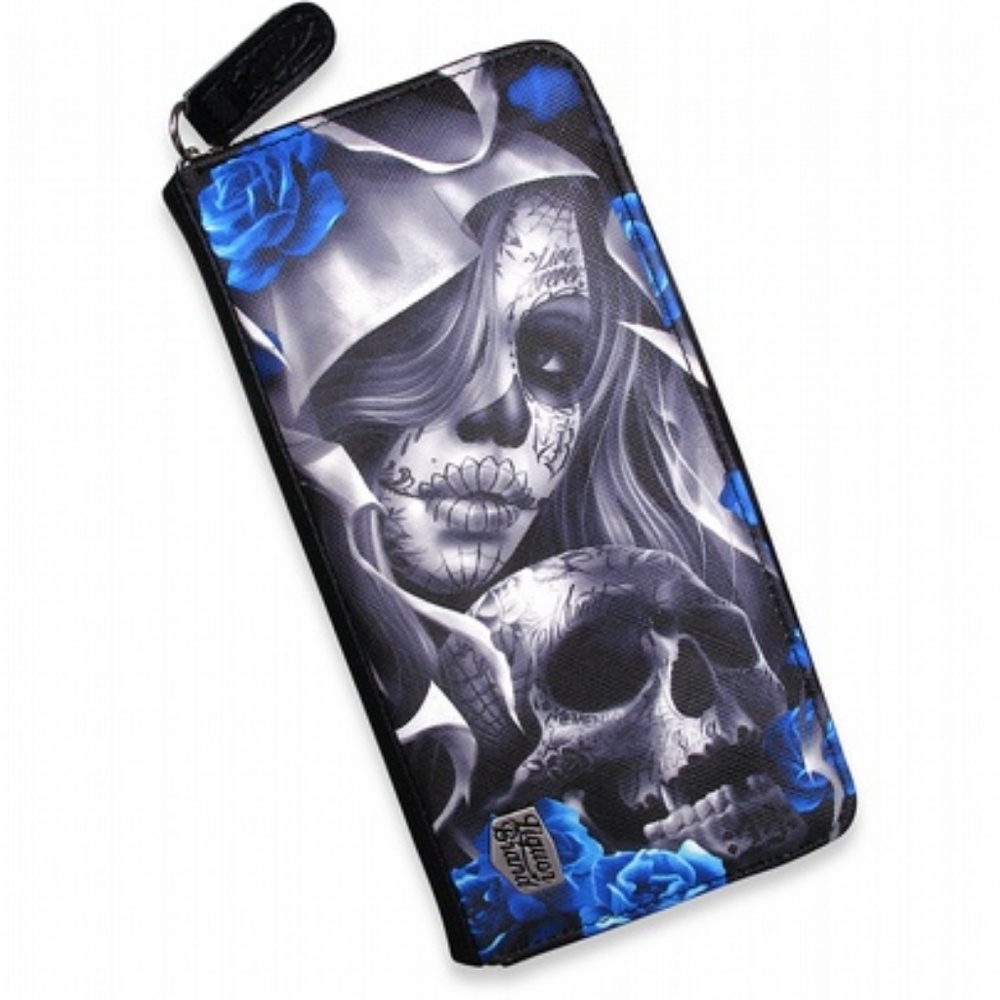 Liquor Brand Los Muertos Wallet Sugar Skull Gothic